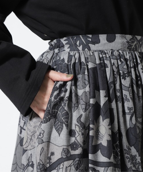 BOHEMIANS（ボヘミアンズ）の「BOHEMIANS/ボヘミアンズ　JUNGLE VIYELLA GATHER SKIRT（スカート・レディース・グレー・L）」の8枚目の写真