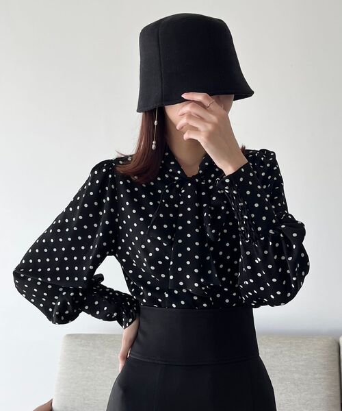 MAJESTIC LEGON(マジェスティックレゴン)の「モノトーンパネルハット(ハット・レディース・オフホワイト/ブラック・FREE)」の4枚目の写真