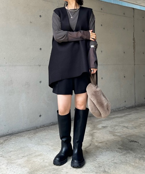 DouDou(ドゥドゥ)の「袖シアー切替ロンTEE(Tシャツ/カットソー・レディース・オフホワイト/ライトグレー/チャコールグレー/ブラック・FREE)」の17枚目の写真