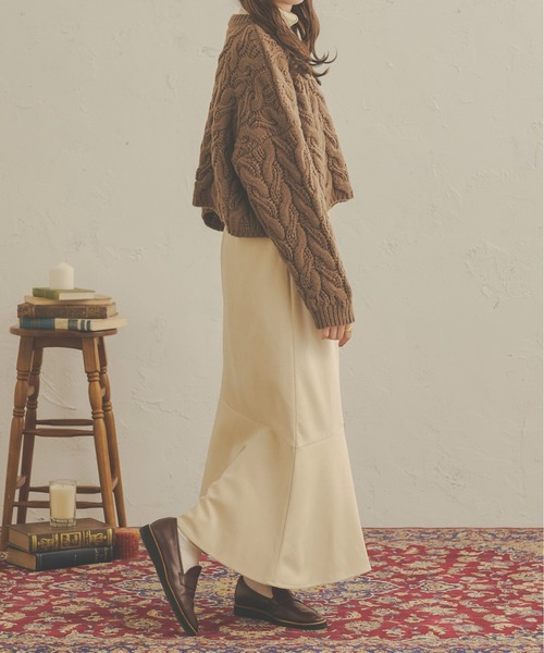 Ambre Neige（アンブルネージュ）の「クロップドケーブルニット／【WEB/EC限定商品】（ニット/セーター・レディース・ダークブラウン/ライトベージュ/モカ/アイボリー・FREE）」の14枚目の写真