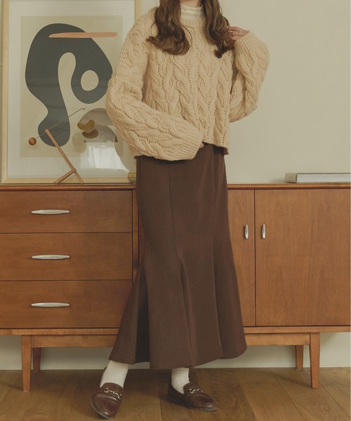 Ambre Neige（アンブルネージュ）の「クロップドケーブルニット／【WEB/EC限定商品】（ニット/セーター・レディース・ダークブラウン/ライトベージュ/モカ/アイボリー・FREE）」の18枚目の写真