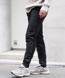 裏起毛ジャージ切替サーモ中綿ダウンテーパードパンツ