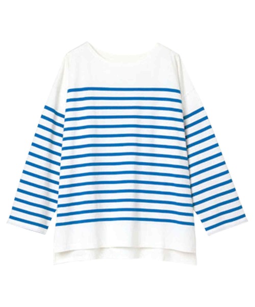 RANAN(ラナン)の「袖フレアバスクボーダーT(Tシャツ/カットソー・レディース・ブルー/ブラック/オレンジ・M/L/LL)」の5枚目の写真