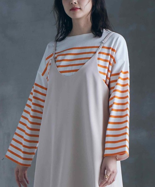 RANAN(ラナン)の「袖フレアバスクボーダーT(Tシャツ/カットソー・レディース・ブルー/ブラック/オレンジ・M/L/LL)」の22枚目の写真