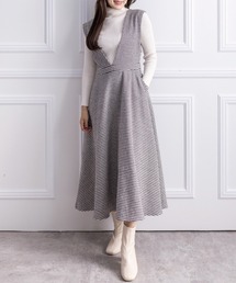 clear | チドリガラVネックジャンスカ ≪2022AW新作≫(ワンピース)