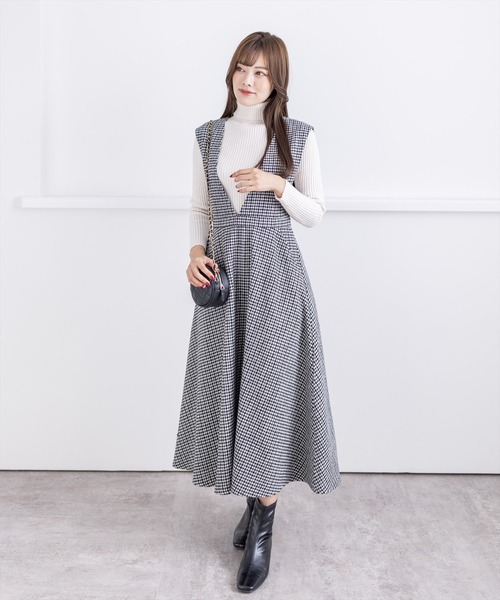 clear（クリア）の「チドリガラVネックジャンスカ（ワンピース・レディース・ブラウン/ブラック系その他/ブラック系その他2・F）」の12枚目の写真