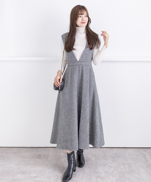 clear（クリア）の「チドリガラVネックジャンスカ（ワンピース・レディース・ブラウン/ブラック系その他/ブラック系その他2・F）」の13枚目の写真