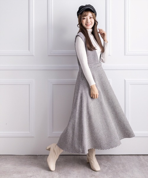 clear（クリア）の「チドリガラVネックジャンスカ（ワンピース・レディース・ブラウン/ブラック系その他/ブラック系その他2・F）」の18枚目の写真