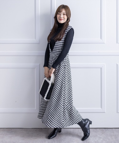 clear（クリア）の「チドリガラVネックジャンスカ（ワンピース・レディース・ブラウン/ブラック系その他/ブラック系その他2・F）」の15枚目の写真