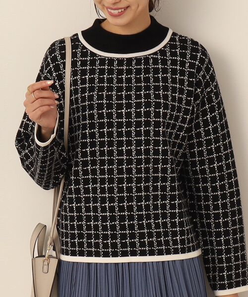 DRESKIP（ドレスキップ）の「◆【セットアップ可能】モックネック配色ジャカードニット（ニット/セーター・レディース・ブラウン系その他3/ブラック系1/ベージュ系その他4・03/02/04）」の2枚目の写真