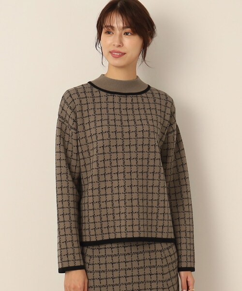DRESKIP（ドレスキップ）の「◆【セットアップ可能】モックネック配色ジャカードニット（ニット/セーター・レディース・ブラウン系その他3/ブラック系1/ベージュ系その他4・03/02/04）」の4枚目の写真