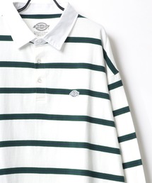 Dickies（ディッキーズ）の「Dickies/ディッキーズ オーバーサイズ ロゴ ワンポイント刺繍 マルチボーダー ラガーシャツ（ポロシャツ・メンズ）」