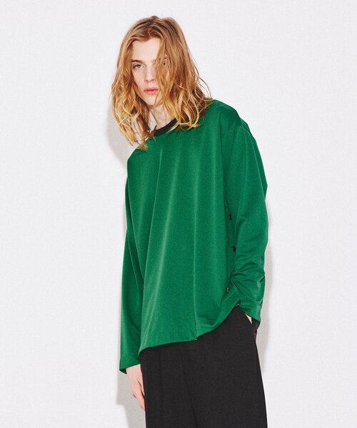 tk.TAKEO KIKUCHI(ティーケータケオキクチ)の「◆サイドオープンカットソー(Tシャツ/カットソー・メンズ・ブラック/グリーン系その他5/ホワイト・02/03)」の1枚目の写真