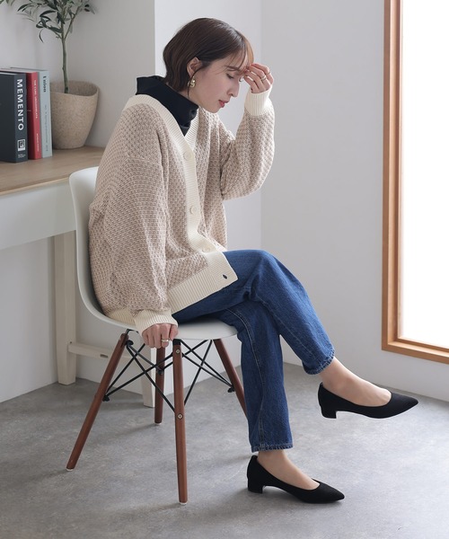 ElegChic(エレグシック)の「リンクス柄ダブルジャガードVネックカーディガン(カーディガン/ボレロ・レディース・ホワイト×ブラウン/ブラック×ホワイト/杢グレー/ブラック×グレー・M/XL/4L)」の20枚目の写真
