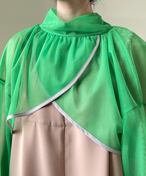 TEVALT（ヴァレット）の「ギャザーチュールトップス（シャツ/ブラウス・レディース・ブラック/グリーン/ホワイト・38）」の22枚目の写真