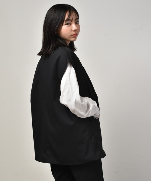 楽天市場】ベスト ジレ レディース テーラード 前開き ロング
