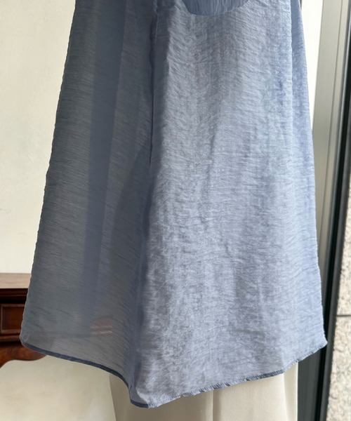 DouDou（ドゥドゥ）の「シアーフリルブラウス（シャツ/ブラウス・レディース・ホワイト/ネイビー/サックスブルー/ブラック・FREE）」の13枚目の写真