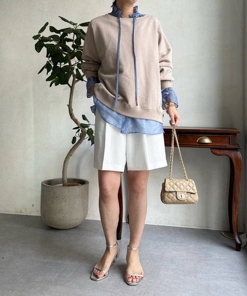 DouDou（ドゥドゥ）の「シアーフリルブラウス（シャツ/ブラウス・レディース・ホワイト/ネイビー/サックスブルー/ブラック・FREE）」の11枚目の写真