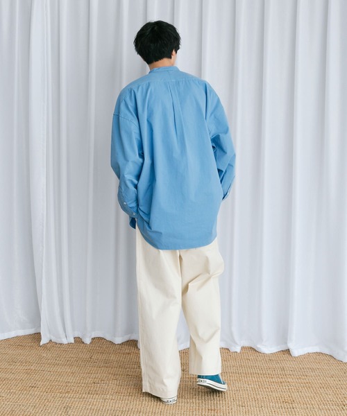 Couleur Meler（クルールメリー）の「Couleur Meler なかじ　バンドカラールーズシャツ（シャツ/ブラウス・メンズ・ブルー/チャコールグレー/ライトグレー・MEDIUM/LARGE）」の15枚目の写真