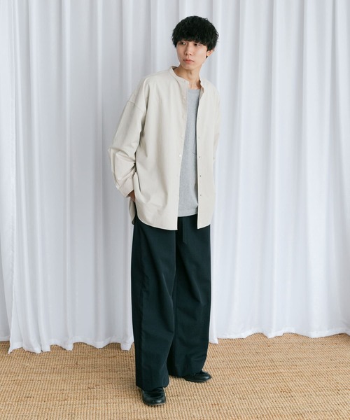 Couleur Meler（クルールメリー）の「Couleur Meler なかじ　バンドカラールーズシャツ（シャツ/ブラウス・メンズ・ブルー/チャコールグレー/ライトグレー・MEDIUM/LARGE）」の16枚目の写真