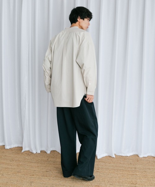 Couleur Meler（クルールメリー）の「Couleur Meler なかじ　バンドカラールーズシャツ（シャツ/ブラウス・メンズ・ブルー/チャコールグレー/ライトグレー・MEDIUM/LARGE）」の10枚目の写真