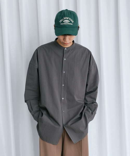 Couleur Meler（クルールメリー）の「Couleur Meler なかじ　バンドカラールーズシャツ（シャツ/ブラウス・メンズ・ブルー/チャコールグレー/ライトグレー・MEDIUM/LARGE）」の7枚目の写真