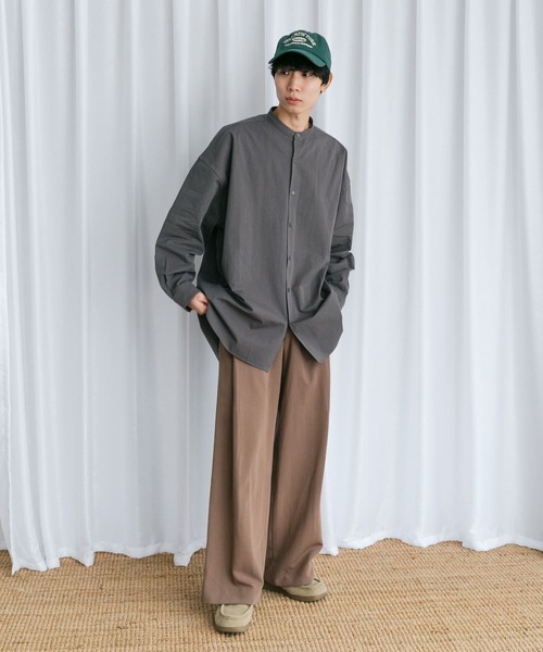 Couleur Meler（クルールメリー）の「Couleur Meler なかじ　バンドカラールーズシャツ（シャツ/ブラウス・メンズ・ブルー/チャコールグレー/ライトグレー・MEDIUM/LARGE）」の19枚目の写真