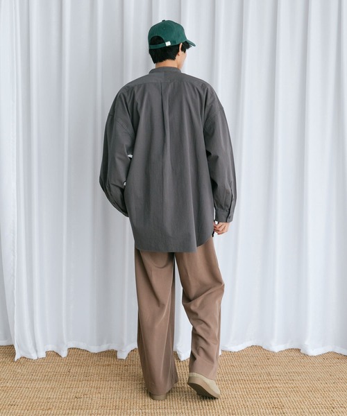 Couleur Meler（クルールメリー）の「Couleur Meler なかじ　バンドカラールーズシャツ（シャツ/ブラウス・メンズ・ブルー/チャコールグレー/ライトグレー・MEDIUM/LARGE）」の8枚目の写真