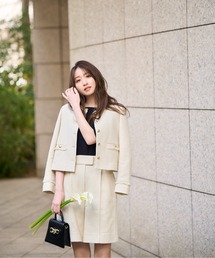 NATURAL BEAUTY BASIC（ナチュラルビューティーベーシック）の「◇ミニツィードノーカラーブルゾン（ノーカラージャケット）」