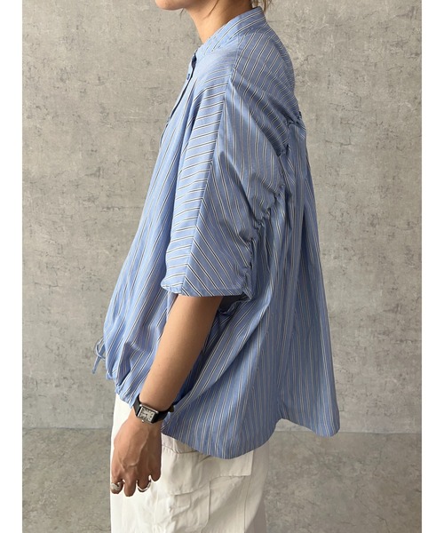 owndaily（オンデイリー）の「バッグギャザードロストフレンチスリーブシャツ（Tシャツ/カットソー・レディース・ブルー系/ホワイト・FREE）」の10枚目の写真