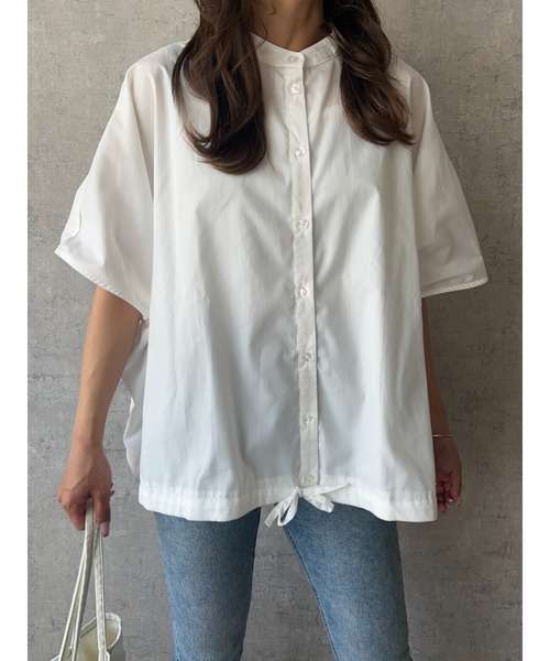 owndaily（オンデイリー）の「バッグギャザードロストフレンチスリーブシャツ（Tシャツ/カットソー・レディース・ブルー系/ホワイト・FREE）」の13枚目の写真