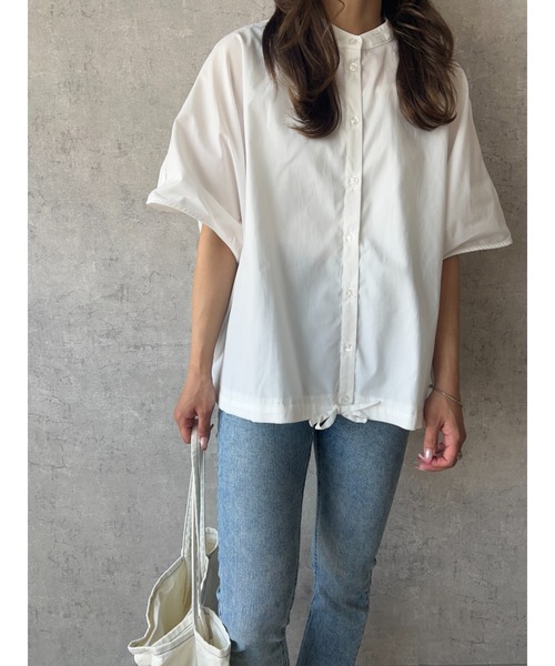 owndaily（オンデイリー）の「バッグギャザードロストフレンチスリーブシャツ（Tシャツ/カットソー・レディース・ブルー系/ホワイト・FREE）」の15枚目の写真