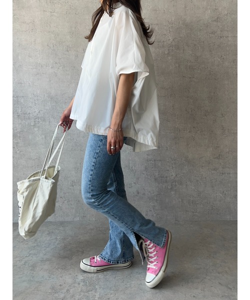 owndaily（オンデイリー）の「バッグギャザードロストフレンチスリーブシャツ（Tシャツ/カットソー・レディース・ブルー系/ホワイト・FREE）」の16枚目の写真