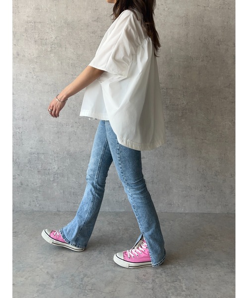 owndaily（オンデイリー）の「バッグギャザードロストフレンチスリーブシャツ（Tシャツ/カットソー・レディース・ブルー系/ホワイト・FREE）」の18枚目の写真