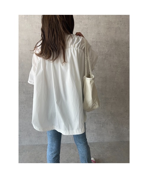 owndaily（オンデイリー）の「バッグギャザードロストフレンチスリーブシャツ（Tシャツ/カットソー・レディース・ブルー系/ホワイト・FREE）」の19枚目の写真