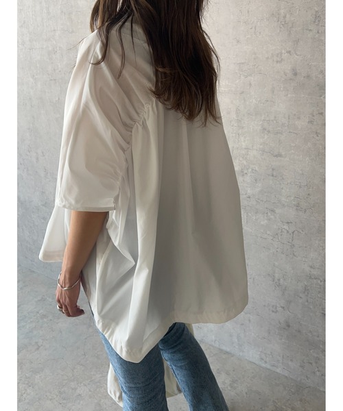 owndaily（オンデイリー）の「バッグギャザードロストフレンチスリーブシャツ（Tシャツ/カットソー・レディース・ブルー系/ホワイト・FREE）」の21枚目の写真