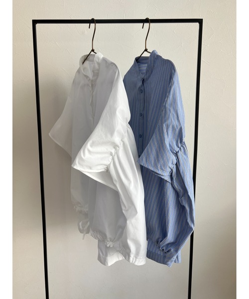owndaily（オンデイリー）の「バッグギャザードロストフレンチスリーブシャツ（Tシャツ/カットソー・レディース・ブルー系/ホワイト・FREE）」の22枚目の写真