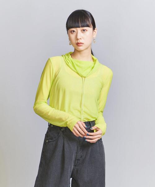 TheOpen Product（ザオープンプロダクト）の「＜TheOpen Product＞メッシュ タートルネック プルオーバー -ウォッシャブル-（Tシャツ/カットソー・レディース・ライム/ホワイト・2）」の2枚目の写真