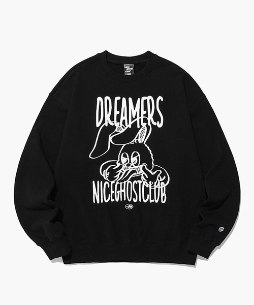 NICE GHOST CLUB(ナイスゴーストクラブ)の「【UNISEX】niceghostclub/ドリーマーラビットプルオーバー(ウラケ) 2197705(スウェット・レディース・ライトグレー/ブラック・MEDIUM/LARGE)」の2枚目の写真
