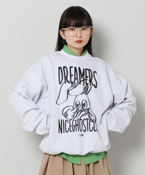NICE GHOST CLUB(ナイスゴーストクラブ)の「【UNISEX】niceghostclub/ドリーマーラビットプルオーバー(ウラケ) 2197705(スウェット・レディース・ライトグレー/ブラック・MEDIUM/LARGE)」の7枚目の写真