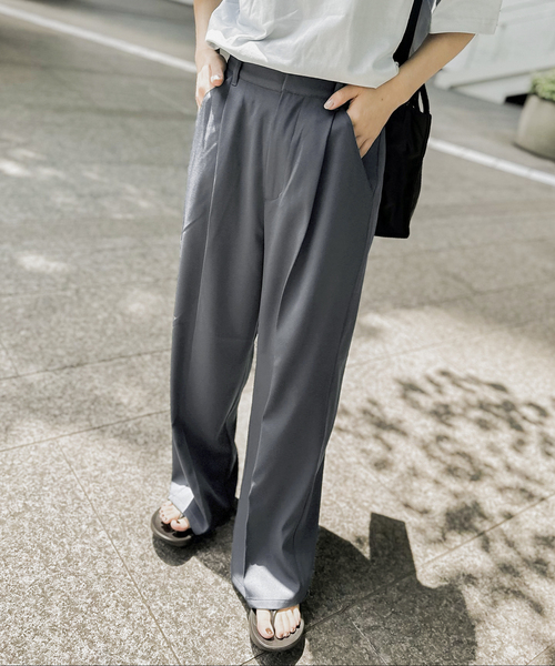 JOINT WORKS（ジョイントワークス）の「【COMMRE/コムル】カラータック スラックス（スラックス・レディース・グリーン/ホワイト/チャコールグレー/オレンジ・FREE）」の2枚目の写真