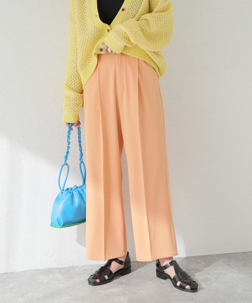 JOINT WORKS（ジョイントワークス）の「【COMMRE/コムル】カラータック スラックス（スラックス・レディース・グリーン/ホワイト/チャコールグレー/オレンジ・FREE）」の4枚目の写真