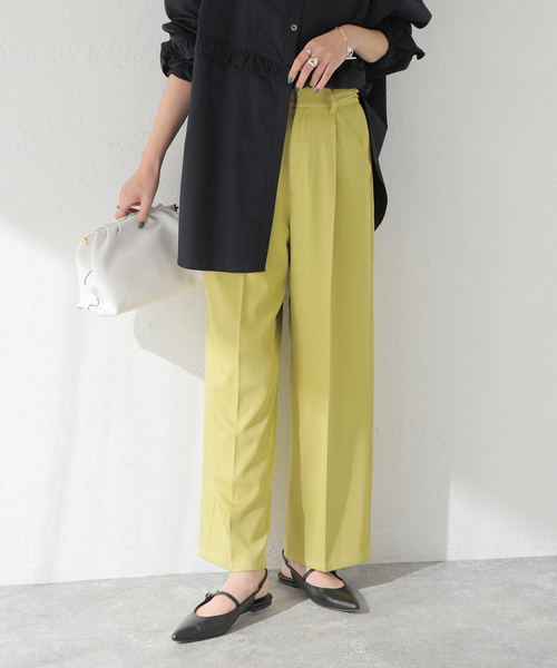 JOINT WORKS（ジョイントワークス）の「【COMMRE/コムル】カラータック スラックス（スラックス・レディース・グリーン/ホワイト/チャコールグレー/オレンジ・FREE）」の3枚目の写真