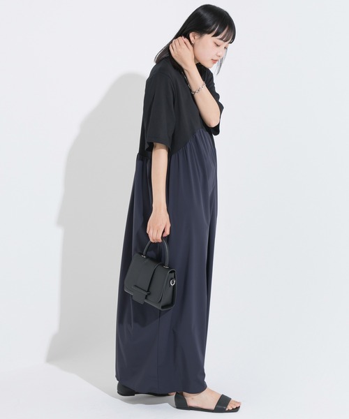 LAVEANGE（ラビアンジェ）の「ギャザー切替マキシワンピース（ワンピース・レディース・ブラック/ネイビー/スミクロ/チャコールグレー/ブルー系その他・3L/5L/M/LL/4L）」の18枚目の写真