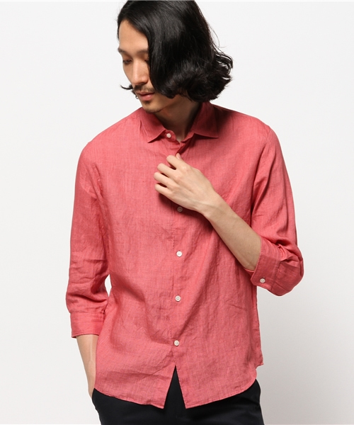 EDIFICE（エディフィス）の「◇DUSTY LINEN 3/4Sセミワイドシャツ（シャツ/ブラウス・メンズ・ホワイト/グリーン/ネイビー/サックスブルー/レッド・46/48/44/50）」の5枚目の写真