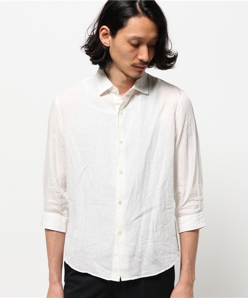 EDIFICE（エディフィス）の「◇DUSTY LINEN 3/4Sセミワイドシャツ（シャツ/ブラウス・メンズ・ホワイト/グリーン/ネイビー/サックスブルー/レッド・46/48/44/50）」の6枚目の写真