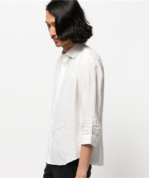 EDIFICE（エディフィス）の「◇DUSTY LINEN 3/4Sセミワイドシャツ（シャツ/ブラウス・メンズ・ホワイト/グリーン/ネイビー/サックスブルー/レッド・46/48/44/50）」の7枚目の写真