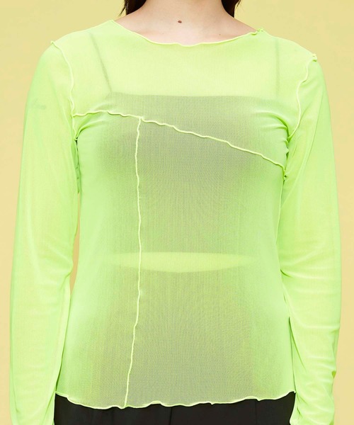 FOREVER 21（フォーエバー トゥエンティーワン）の「シアーメロウメッシュロンT（Tシャツ/カットソー・レディース・ホワイト/ブラック/グリーン・FREE）」の5枚目の写真