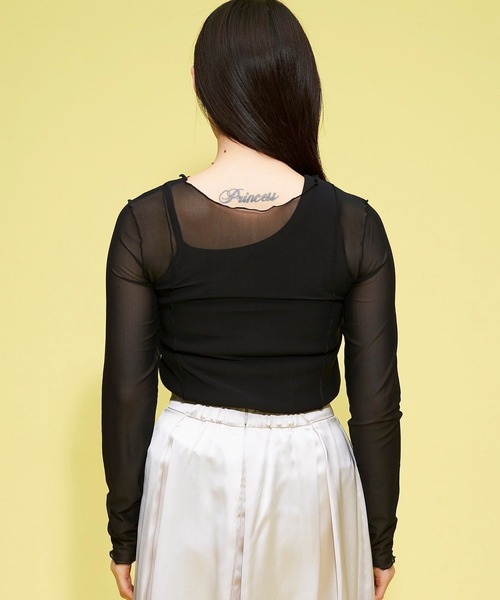 FOREVER 21（フォーエバー トゥエンティーワン）の「シアーメロウメッシュロンT（Tシャツ/カットソー・レディース・ホワイト/ブラック/グリーン・FREE）」の10枚目の写真