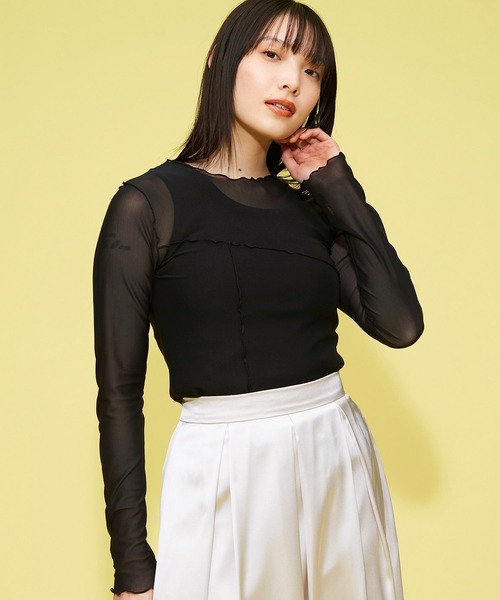 FOREVER 21（フォーエバー トゥエンティーワン）の「シアーメロウメッシュロンT（Tシャツ/カットソー・レディース・ホワイト/ブラック/グリーン・FREE）」の15枚目の写真